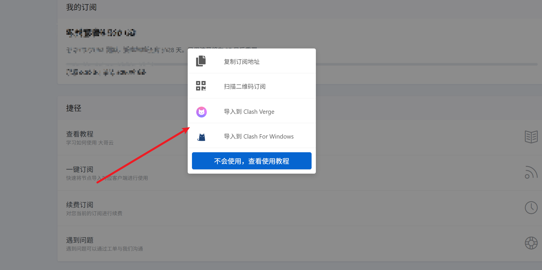 大哥云一键导入订阅